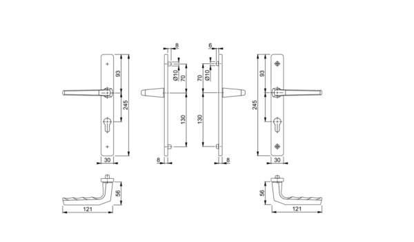 Hoppe lever handle mesurement Frankfurt