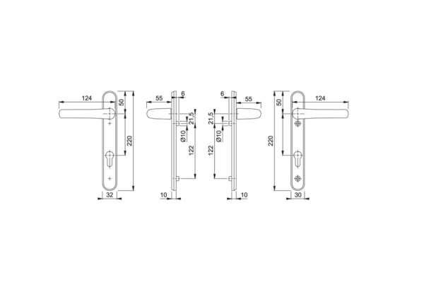 Lever handle Tokyo sizes